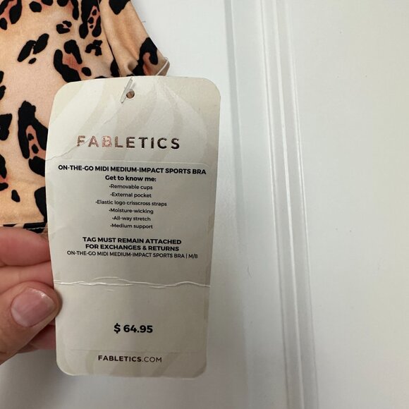 FABLETICS | Sports Bra On the Go Midi Medium Impact | Desert Leopard | Size: M - Picture 3 of 11